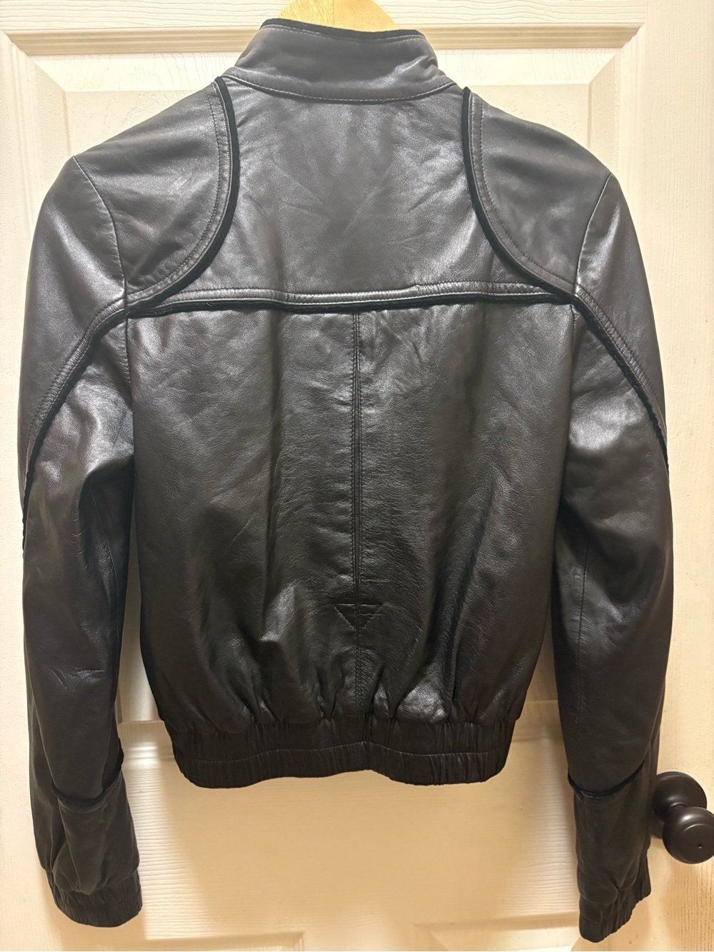 Anna Sui Black 100% Leather Zip Front Jacket Women’s Small Moto Designer - Picture 14 of 16